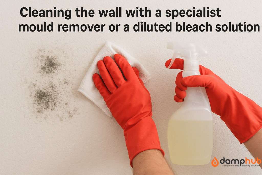 cleaning damp wall with diluted bleach