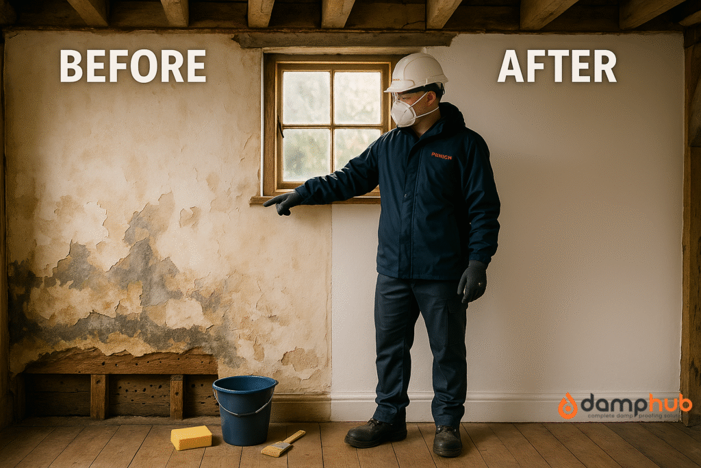 before and after damp removal