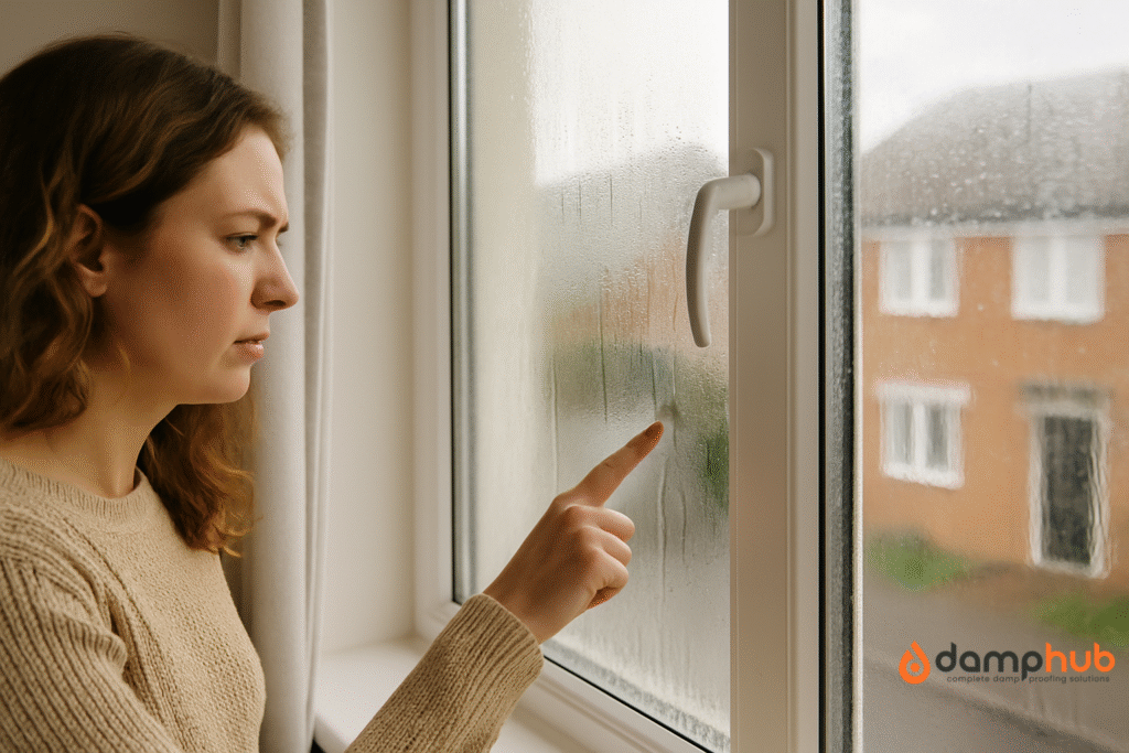 condensation damp on glass window
