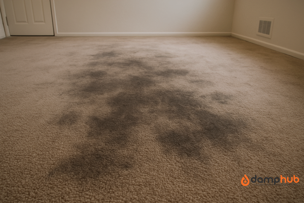 damp patches and discolouration on carpet