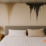 water leaking through the ceiling into the bedroom